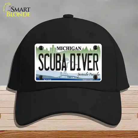 Scuba Diver Michigan Novelty License Plate Hat Cotton / Black