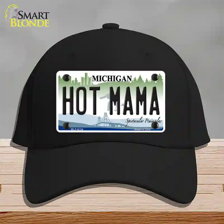 Hot Mama Michigan Novelty License Plate Hat Cotton / Black