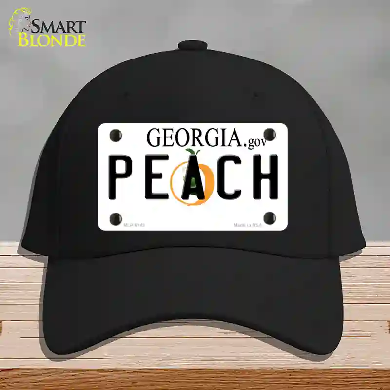 Peach Georgia Novelty License Plate Hat Cotton / Black