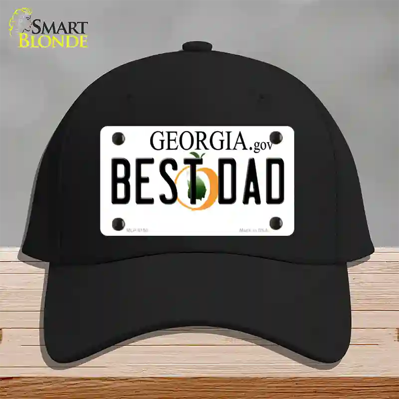 Best Dad Georgia Novelty License Plate Hat Cotton / Black