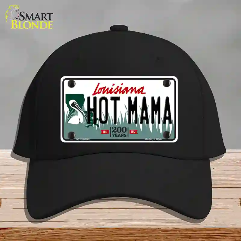 Hot Mama Louisiana Novelty License Plate Hat Cotton / Black