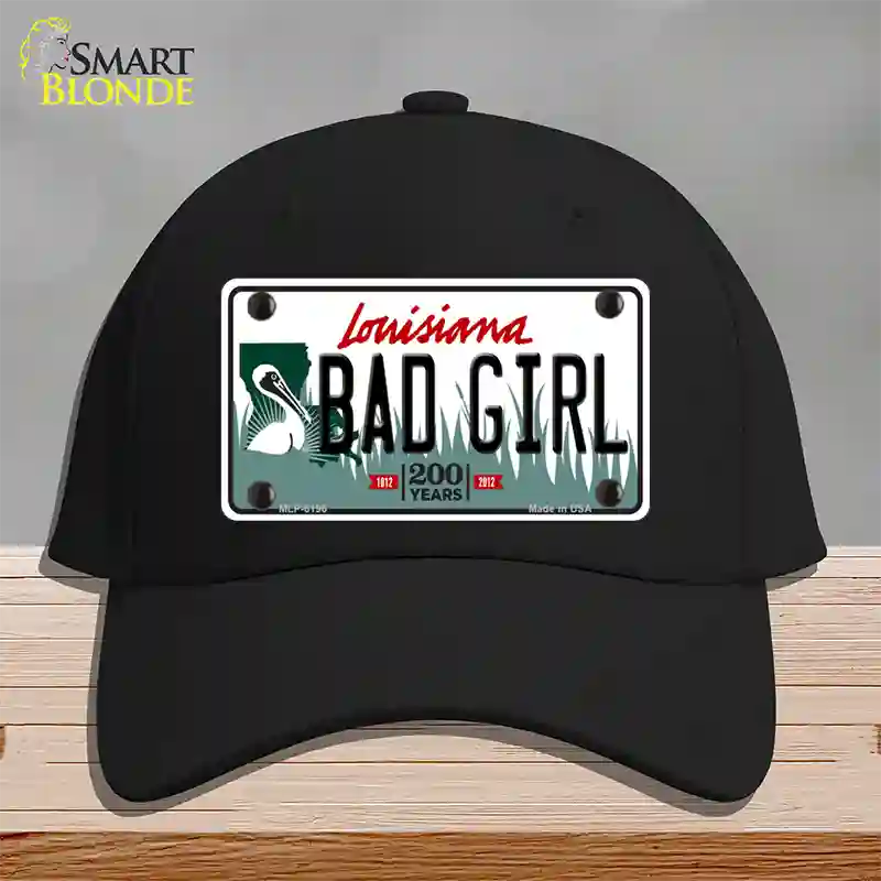 Bad Girl Louisiana Novelty License Plate Hat Cotton / Black