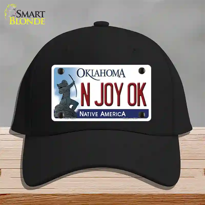 N Joy Ok Oklahoma Novelty License Plate Hat Cotton / Black