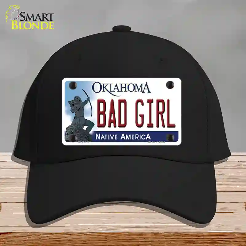 Bad Girl Oklahoma Novelty License Plate Hat Cotton / Black