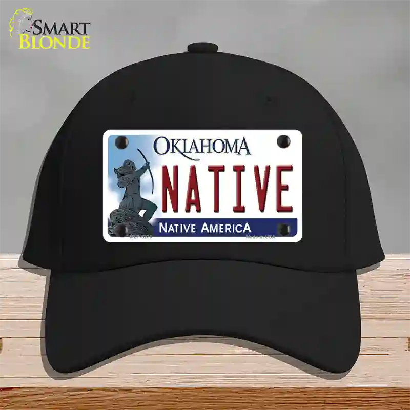 Native Oklahoma Novelty License Plate Hat Cotton / Black