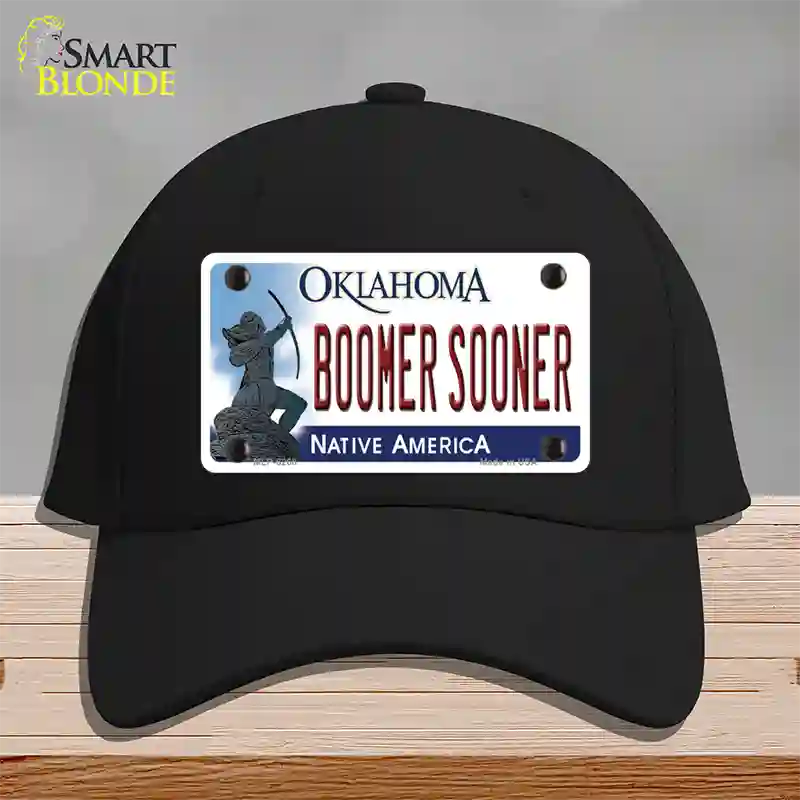 Boomer Sooner Oklahoma Novelty License Plate Hat Cotton / Black