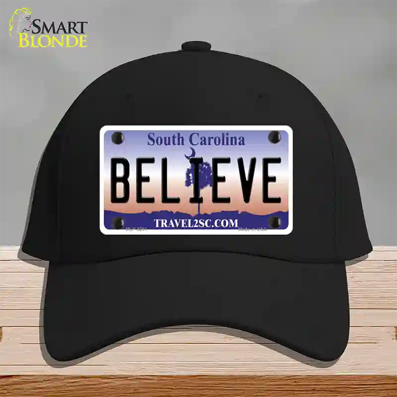 Believe South Carolina Novelty License Plate Hat Cotton / Black