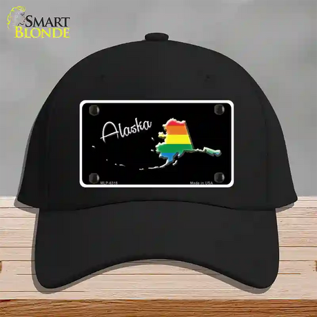 Alaska Rainbow Novelty License Plate Hat Cotton / Black