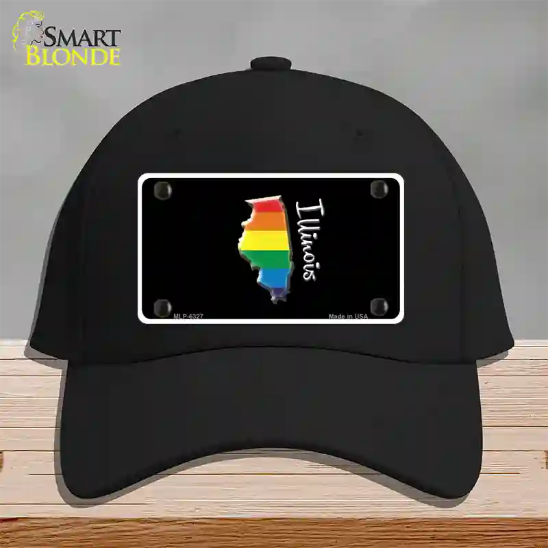 Illinois Rainbow Novelty License Plate Hat Cotton / Black