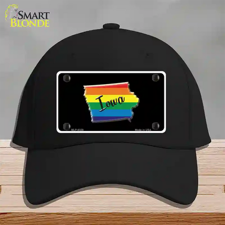 Iowa Rainbow Novelty License Plate Hat Cotton / Black