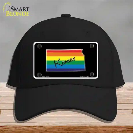 Kansas Rainbow Novelty License Plate Hat Cotton / Black