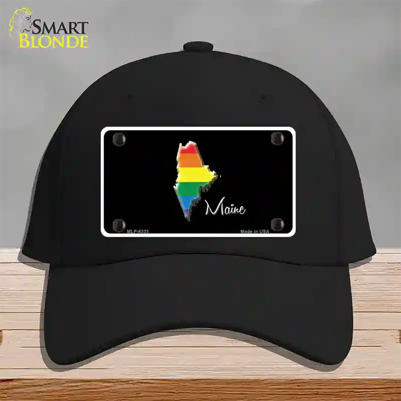 Maine Rainbow Novelty License Plate Hat Cotton / Black