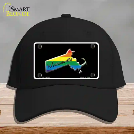 Massachusetts Rainbow Novelty License Plate Hat Cotton / Black