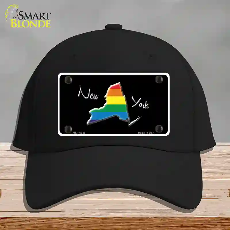 New York Rainbow Novelty License Plate Hat Cotton / Black