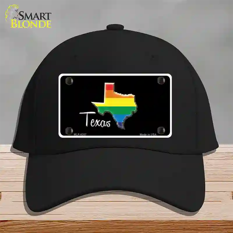 Texas Rainbow Novelty License Plate Hat Cotton / Black