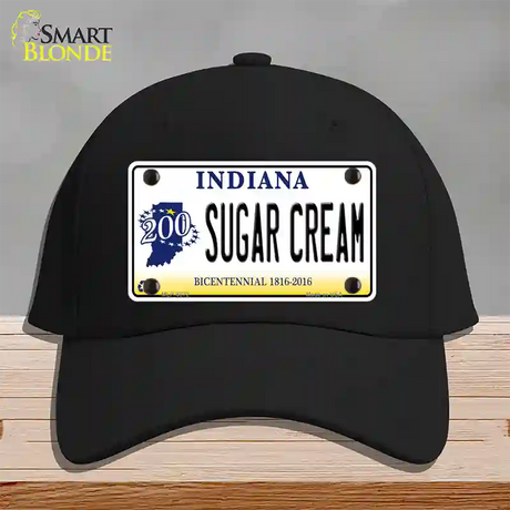 Sugar Cream Indiana Novelty License Plate Hat Cotton / Black