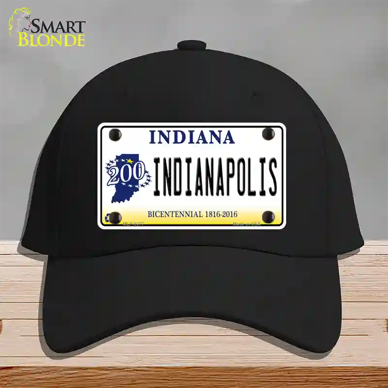 Indianapolis Indiana Novelty License Plate Hat Cotton / Black