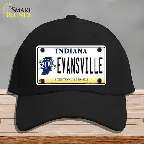 Evansville Indiana Novelty License Plate Hat Cotton / Black