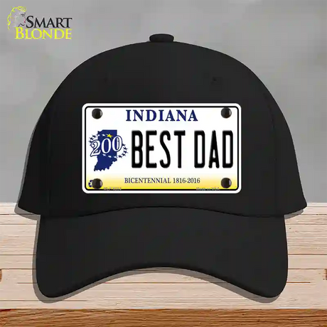 Best Dad Indiana Bicentennial Novelty License Plate Hat Cotton / Black