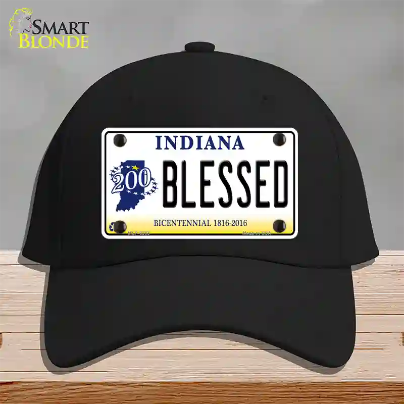 Blessed Indiana Novelty License Plate Hat Cotton / Black