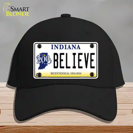 Believe Indiana Novelty License Plate Hat Cotton / Black