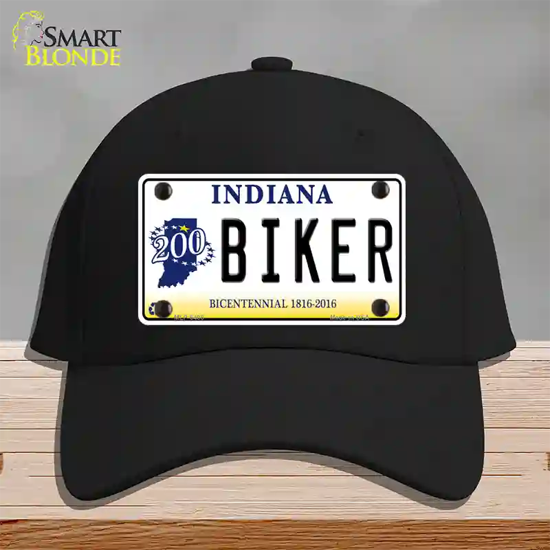 Biker Indiana Novelty License Plate Hat Cotton / Black