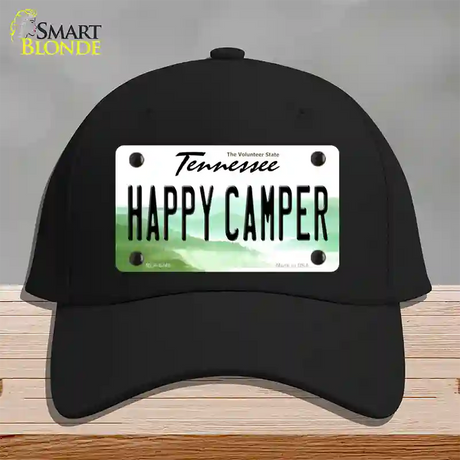 Happy Camper Tennessee Novelty License Plate Hat Cotton / Black