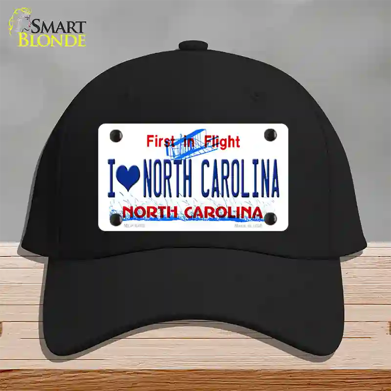 I Love North Carolina Novelty License Plate Hat Cotton / Black