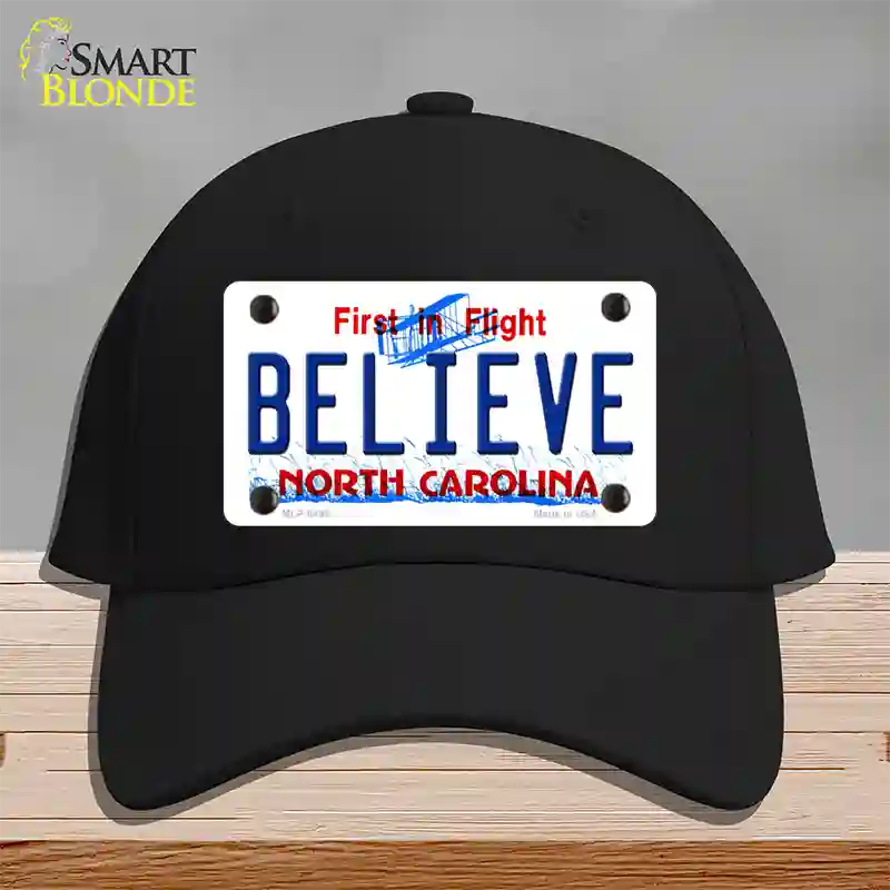 Believe North Carolina Novelty License Plate Hat Cotton / Black