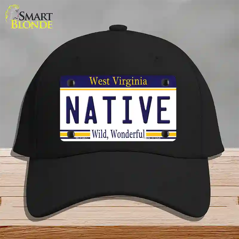 Native West Virginia Novelty License Plate Hat Cotton / Black