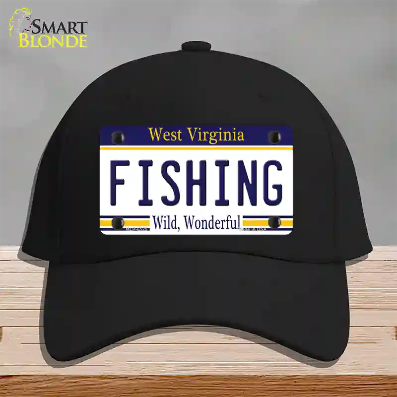 Fishing West Virginia Novelty License Plate Hat Cotton / Black