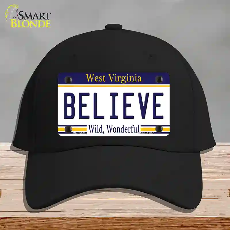 Believe West Virginia Novelty License Plate Hat Cotton / Black