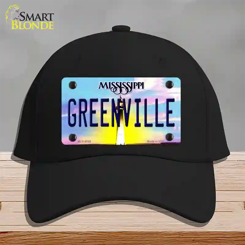 Greenville Mississippi Novelty License Plate Hat Cotton / Black