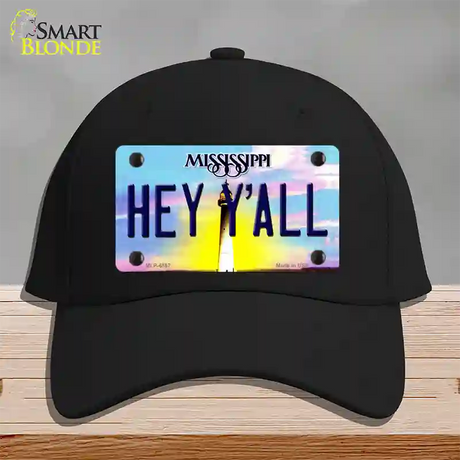 Hey YAll Mississippi Novelty License Plate Hat Cotton / Black