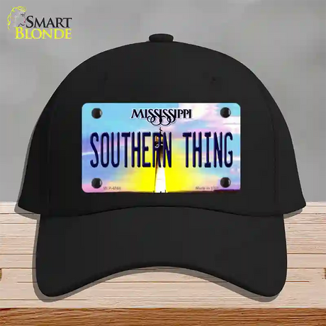 Southern Thing Mississippi Novelty License Plate Hat Cotton / Black