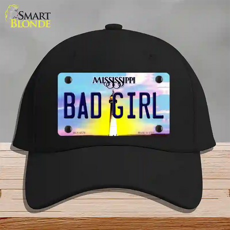 Bad Girl Mississippi Novelty License Plate Hat Cotton / Black