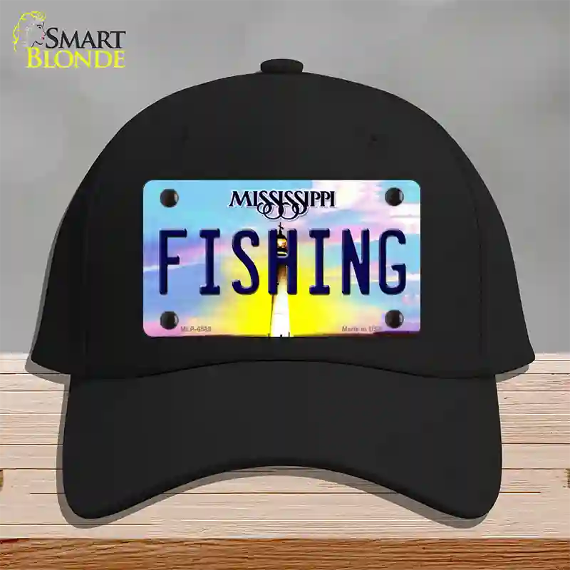 Fishing Mississippi Novelty License Plate Hat Cotton / Black