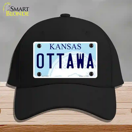 Ottawa Kansas Novelty License Plate Hat Cotton / Black