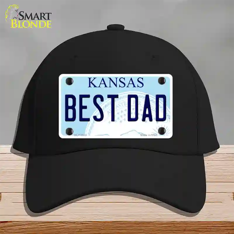 Best Dad Kansas Novelty License Plate Hat Cotton / Black