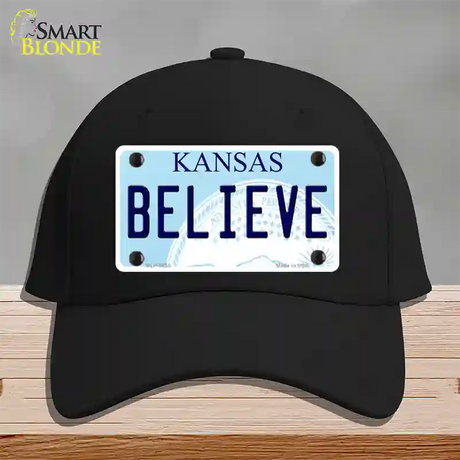 Believe Kansas Novelty License Plate Hat Cotton / Black