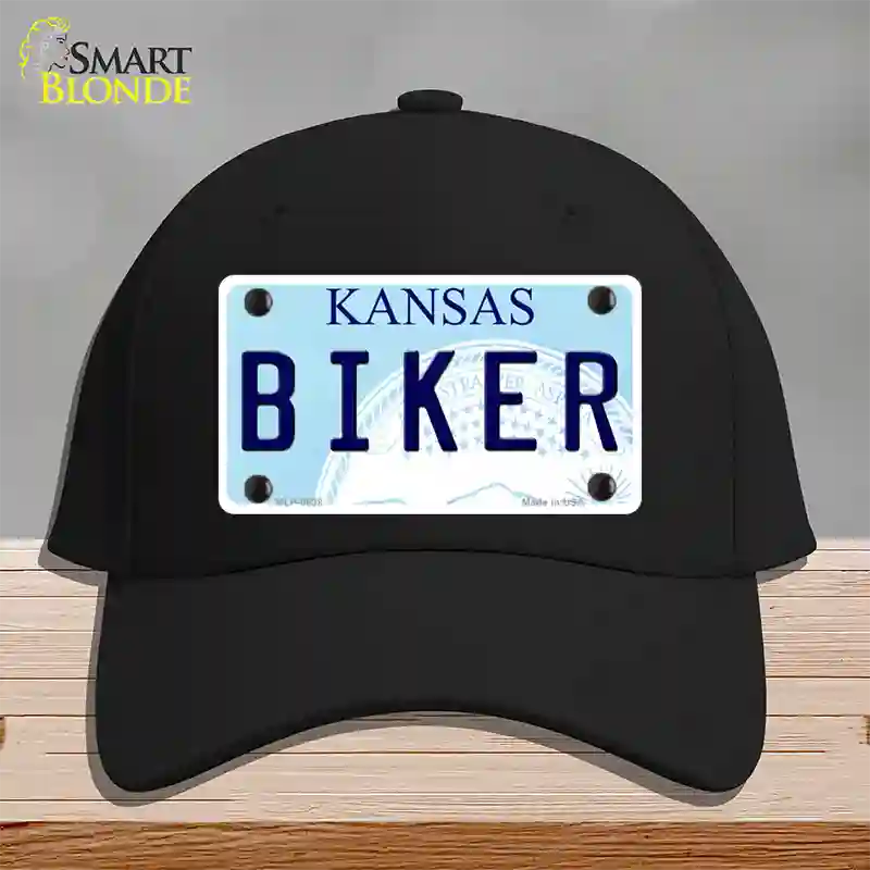 Biker Kansas Novelty License Plate Hat Cotton / Black