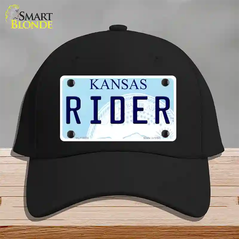 Rider Kansas Novelty License Plate Hat Cotton / Black