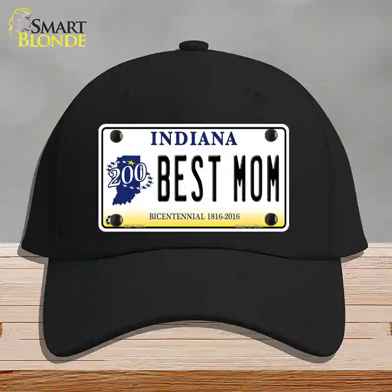 Best Mom Indiana Novelty License Plate Hat Cotton / Black