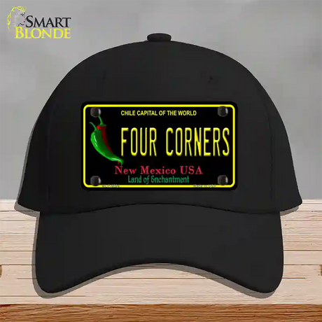 Four Corners Black New Mexico Novelty License Plate Hat Cotton / Black