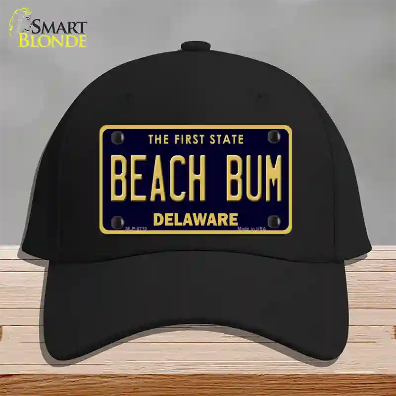 Beach Bum Delaware Novelty License Plate Hat Cotton / Black