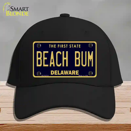 Beach Bum Delaware Novelty License Plate Hat Cotton / Black