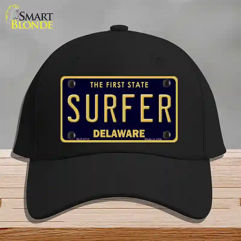 Surfer Delaware Novelty License Plate Hat Cotton / Black