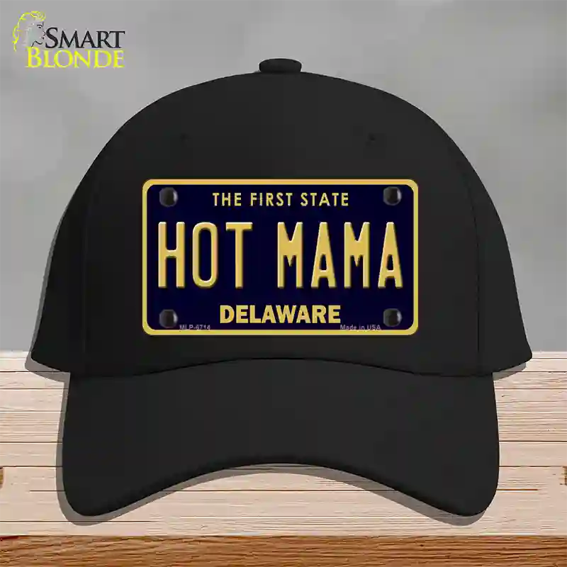 Hot Mama Delaware Novelty License Plate Hat Cotton / Black