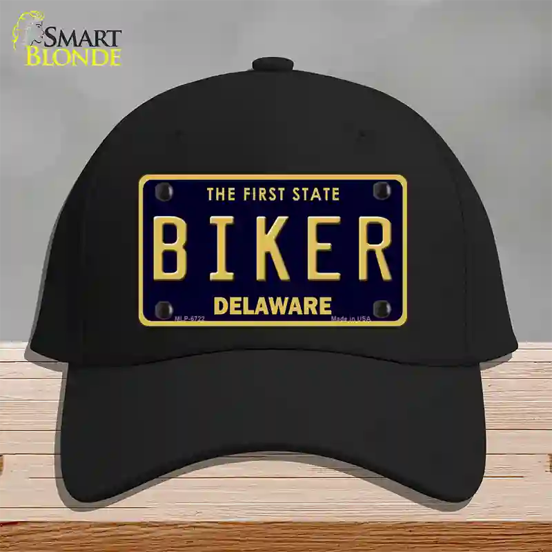 Biker Delaware Novelty License Plate Hat Cotton / Black