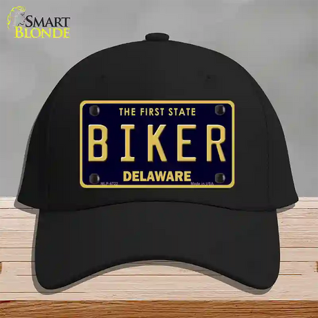 Biker Delaware Novelty License Plate Hat Cotton / Black